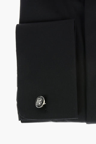 Stretchy Cotton Ceremony Shirt with Logoed Cufflinks
