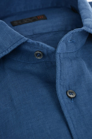 ID Standard Collar Flax Shirt with Logo Embroidery