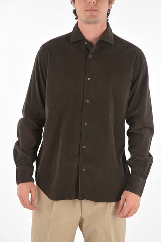 ID Standard Collar Flax Shirt with Logo Embroidery