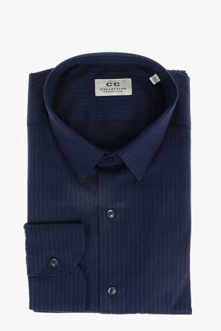 CC COLLECTION Jacquard Cotton Shirt with Standard Collar