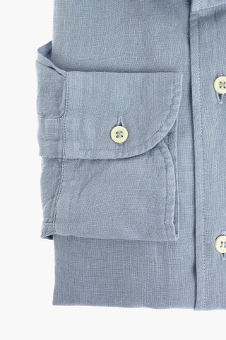 ID Standard Collar Flax Shirt with Logo Embroidery