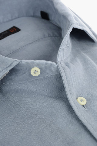 ID Standard Collar Flax Shirt with Logo Embroidery