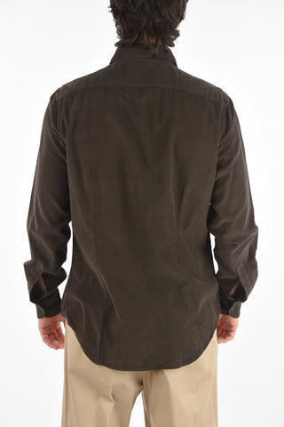 ID Standard Collar Flax Shirt with Logo Embroidery