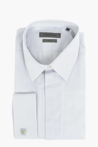 Awning-striped Shirt with Double Cuffs and Cufflinks