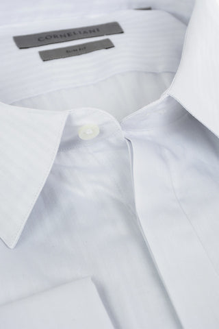 Awning-striped Shirt with Double Cuffs and Cufflinks