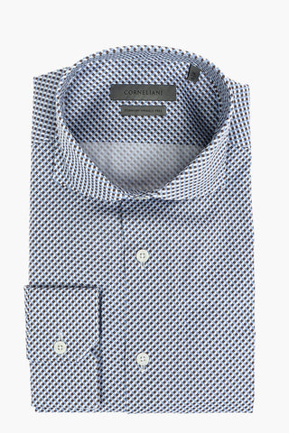 Stretchy Wrinkle-free Cotton Shirt with Geometric Pattern