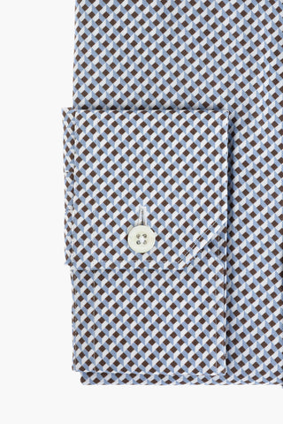 Stretchy Wrinkle-free Cotton Shirt with Geometric Pattern