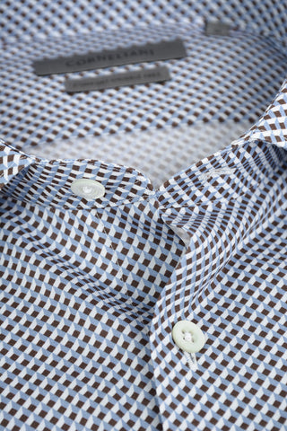 Stretchy Wrinkle-free Cotton Shirt with Geometric Pattern
