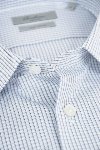 SARTORIA Camicia a Quadretti in Cotone 140/2 con Collo Francese