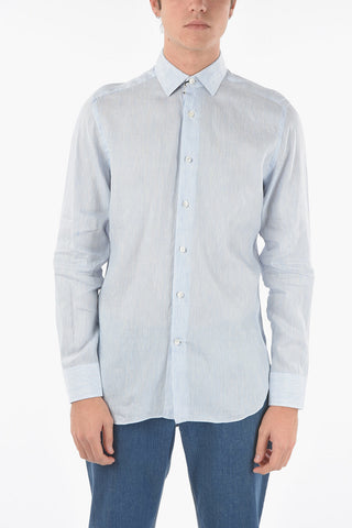 SARTORIA Camicia a Quadretti in Cotone 140/2 con Collo Francese