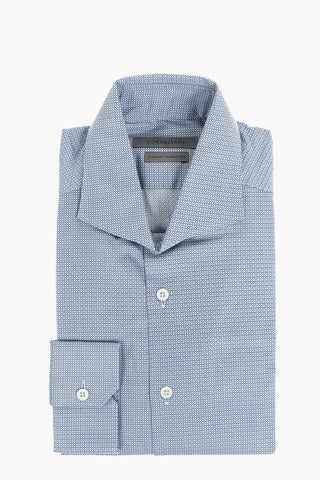Wrinkle-free Cotton-blend Shirt in Geometric Pattern with Standard Collar