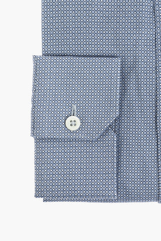 Wrinkle-free Cotton-blend Shirt in Geometric Pattern with Standard Collar