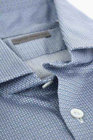 Wrinkle-free Cotton-blend Shirt in Geometric Pattern with Standard Collar