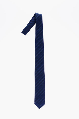 Striped Virgin Wool and Silk Tie