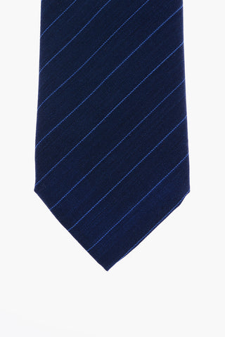 Striped Virgin Wool and Silk Tie