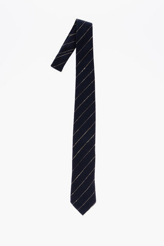 Striped Cotton and Silk Tie