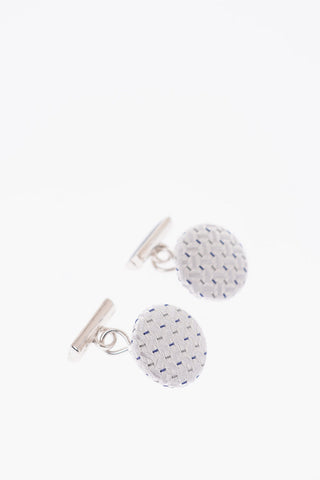 원형 금속 및 실크 커프스 버튼