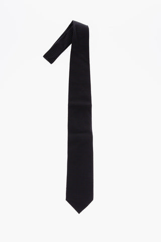 Geometric Patterned Silk and Cotton Tie