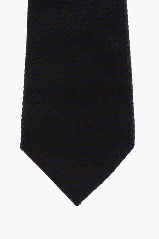 Geometric Patterned Silk and Cotton Tie