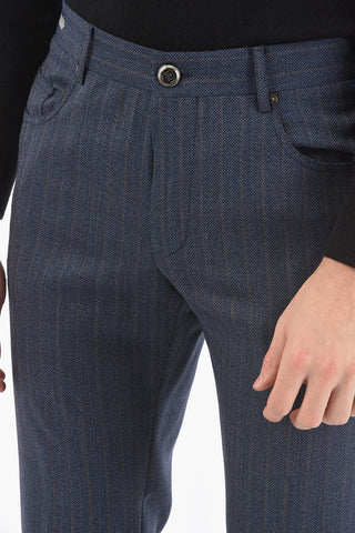 5 Pocket Herringbone Virgin Wool Pants