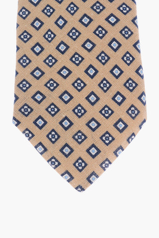 Maxi Cravatta in Lino a Fantasia Geometrica