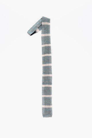Striped Silk and Linen Crochet Kipper Tie