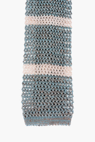 Striped Silk and Linen Crochet Kipper Tie