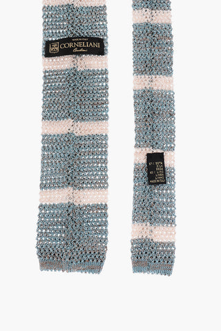 Striped Silk and Linen Crochet Kipper Tie