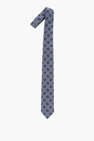 CC COLLECTION All Over Embroidered Silk and Cotton Tie