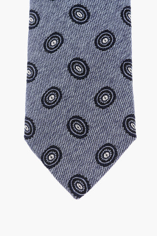 CC COLLECTION All Over Embroidered Silk and Cotton Tie