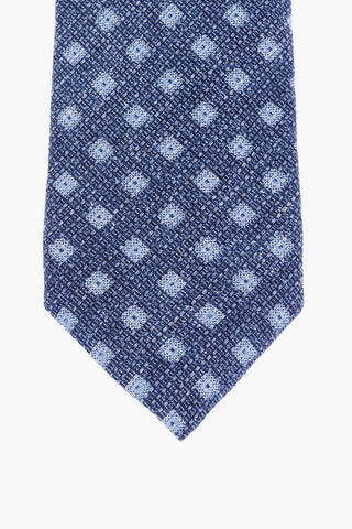 Silk and Linen Geometric Motif Kipper Tie