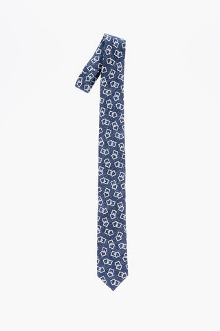 Silk and Linen Geometric Motif Kipper Tie