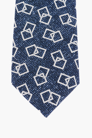 Silk and Linen Geometric Motif Kipper Tie
