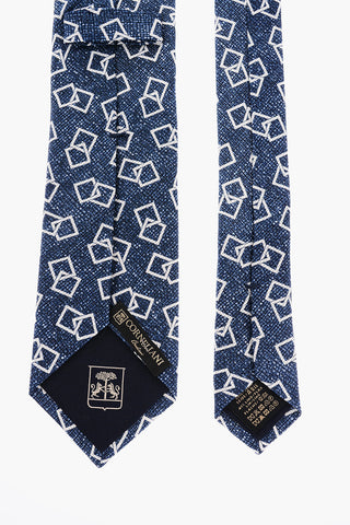 Silk and Linen Geometric Motif Kipper Tie