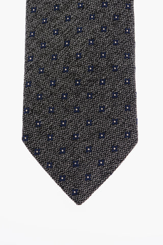 CC COLLECTION Polka Dots Silk and Cotton Tie