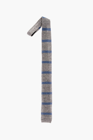 Striped Silk and Linen Crochet Kipper Tie