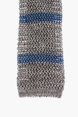Striped Silk and Linen Crochet Kipper Tie