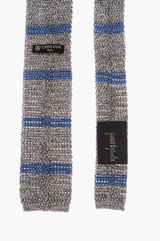 Striped Silk and Linen Crochet Kipper Tie