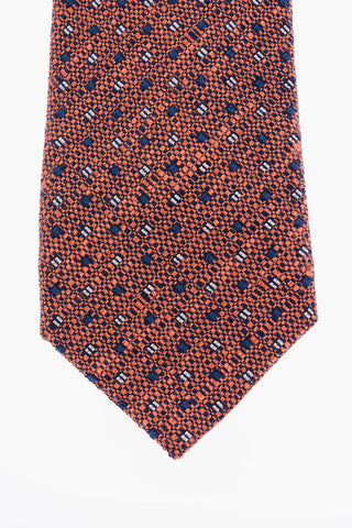 Embroidered Silk Linen and Cotton Tie