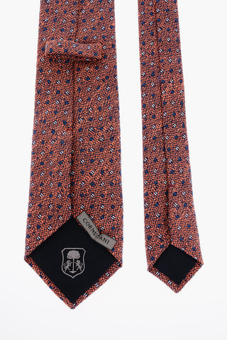 Embroidered Silk Linen and Cotton Tie