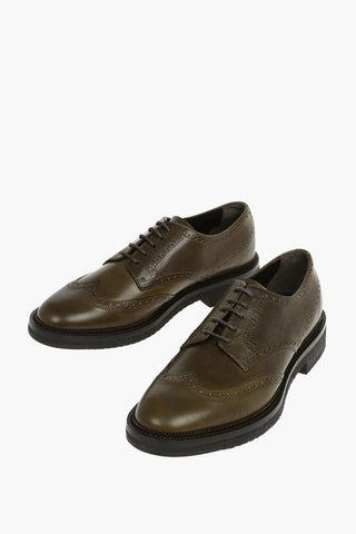 Brogues Details Leather Derby Shoes