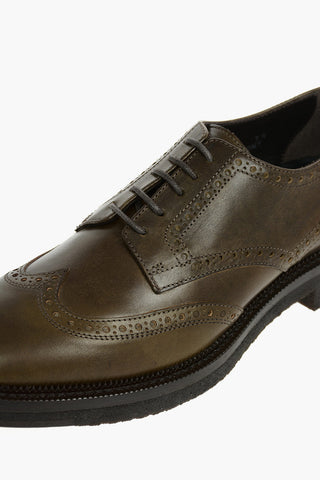 Brogues Details Leather Derby Shoes