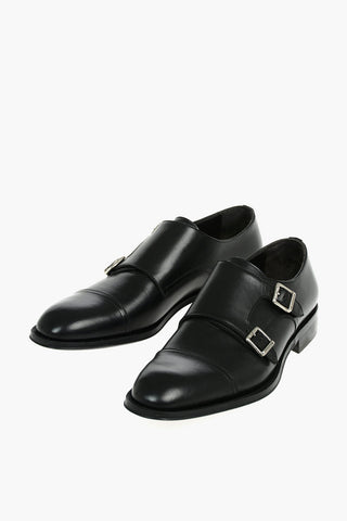Rubber and Cuir Sole Leather Monk Strap Shoes