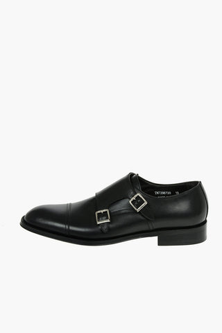 Rubber and Cuir Sole Leather Monk Strap Shoes