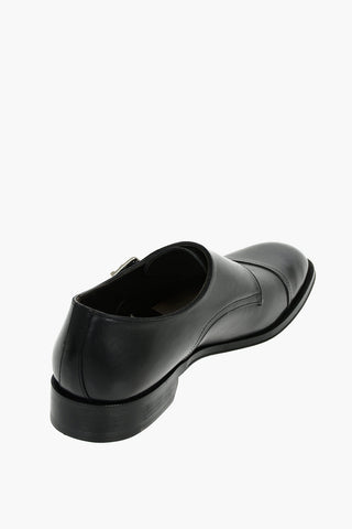 Rubber and Cuir Sole Leather Monk Strap Shoes