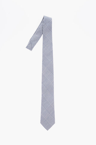 Distric Check Linen and Silk Tie