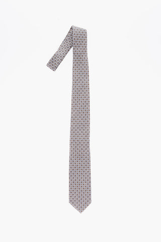 Silk and Linen Geometric Motif Kipper Tie