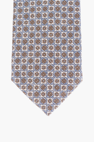 Silk and Linen Geometric Motif Kipper Tie