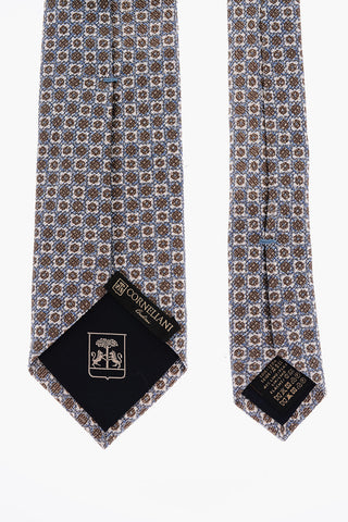 Silk and Linen Geometric Motif Kipper Tie