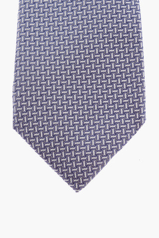 Cravatta in Seta a Motivo Basket Weave